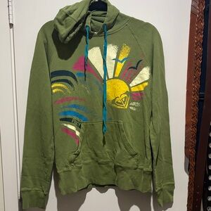 Roxy Green Hoodie with Colorful Graphic